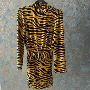 Tiger Print Long Sleeve Dress